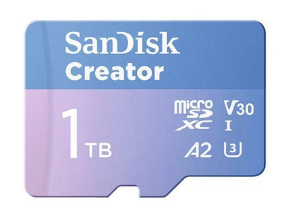 Carte mémoire micro SD Sandisk Creator - Carte mémoire flash (adaptateur microSDXC vers SD inclus(e)) - 1 To - A2 / Video Class V30 / UHS-I U3 - microSDXC UHS-I