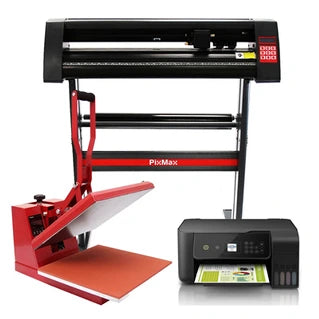 Imprimante photo MonsterShop PixMax - Presse à Chaud en Forme de Palourde 38cm, Plotter de Découpe Vinyle et Imprimante